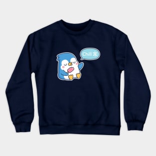 Cute Penguin With Popsicle Says Chill Crewneck Sweatshirt